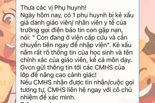 Hà Nội: Rộ tình trạng phụ huynh nhận được cuộc gọi "con đang cấp cứu, chuyển tiền gấp'