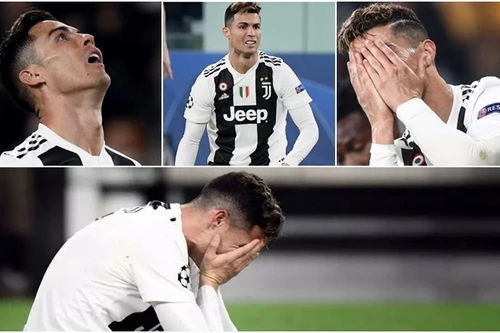 [ẢNH] Ronaldo quằn quại đau khổ khi Juve bị loại ở Champions League