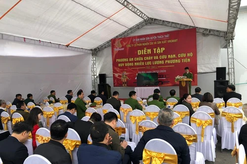 Diễn tập chữa cháy, cứu nạn tại Nhà máy sản xuất thiết bị điện tử thông minh 