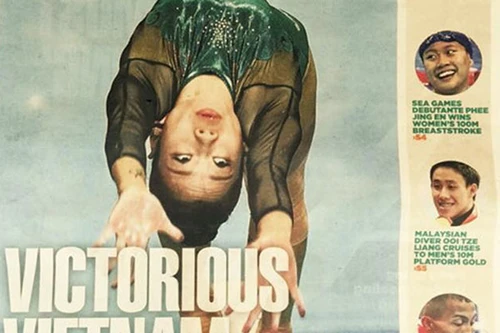 VĐV Phan Thị Hà Thanh xuất hiện trên trang nhất báo Singapore