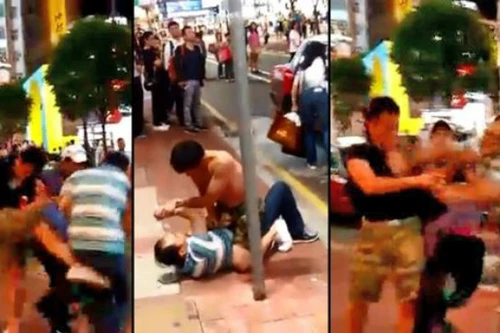 Tranh taxi, hai người đàn ông Trung Quốc và Nhật Bản đấm nhau túi bụi