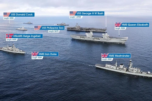 [ẢNH] ‘Vén màn’ vụ hai chiến hạm Nga ‘xuyên thủng’ nhóm tác chiến tàu sân bay Anh
