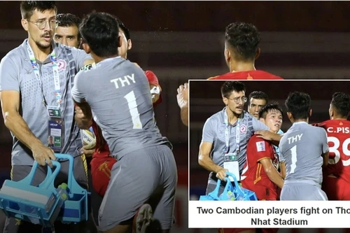 Hai cầu thủ Campuchia đánh nhau tại AFC Cup 2022 