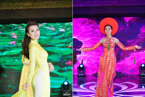 Thí sinh Hoa hậu Việt Nam 2014 duyên dáng trong phần thi áo dài