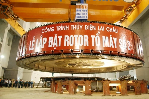 Lắp đặt thành công rotor Tổ máy số 2 Thủy điện Lai Châu 
