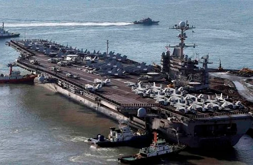 Tàu sân bay hạt nhân Mỹ thăm Hàn Quốc diễn tập hải quân quy mô lớn 