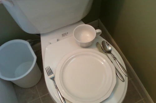 Nơi sạch nhất để ăn trong phòng khách sạn là...toilet