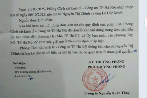 Cơ quan điều tra chuyển đơn của công dân đến phường Đại Mỗ và Tây Mỗ để giải quyết