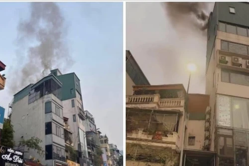 Phong toả nhiều tuyến đường vì đám cháy trên phố Bạch Mai