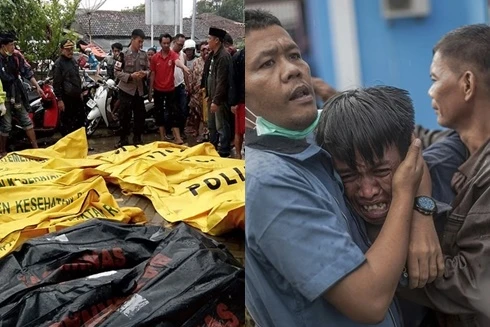 [Ảnh] Người dân Indonesia nén đau thương tìm thi thể nạn nhân thiệt mạng vì sóng thần