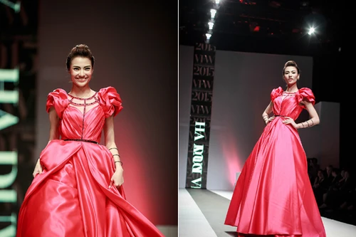 Hồng Quế rạng ngời trình diễn mẫu thiết kế của Hà Duy