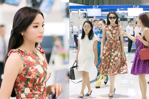 Hoa hậu Nguyễn Cao Kỳ Duyên rạng ngời ở sân bay
