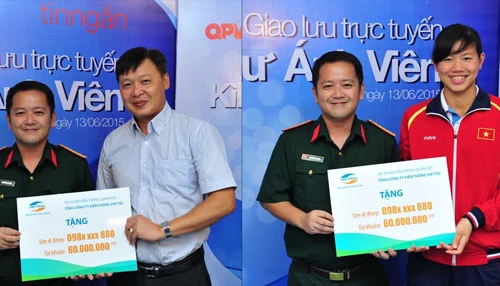 Viettel tặng thầy trò Ánh Viên 5 năm cước viễn thông