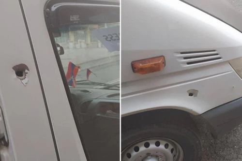 Xe buýt chở phóng viên Nga, Armenia suýt trúng đạn pháo