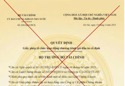 Giả mạo Bộ Tài chính cấp "Giấy phép tổ chức hoạt động chương trình gói đầu tư cố định"