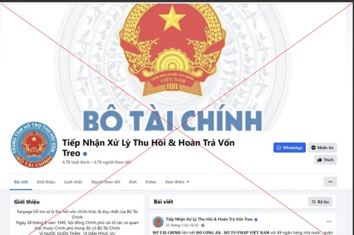 Trang facebook “Tiếp nhận Xử lý Thu hồi và Hoàn trả vốn treo” là giả mạo