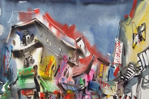 Tranh màu nước về Đảo quốc Sư tử