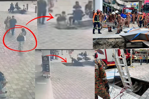 Đang đi bộ trên vỉa hè, nữ du khách bất ngờ rơi xuống hố sụt sâu 8m