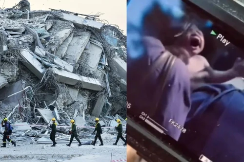 Một phụ nữ Thái Lan bất ngờ sinh con vào thời điểm Bangkok rung lắc mạnh