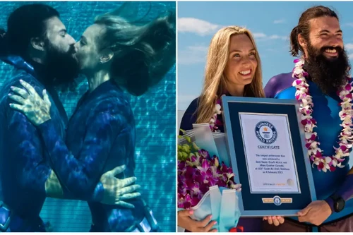 Cặp đôi phá kỷ lục Guinness thế giới về hôn nhau dưới nước lâu nhất 