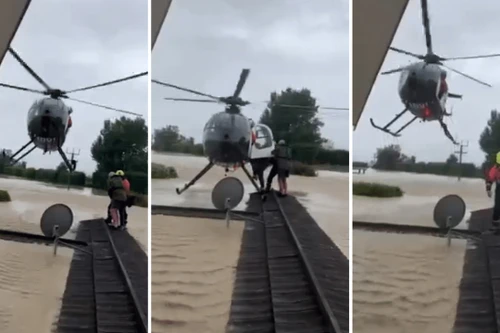 Xem phi công trực thăng mạo hiểm cứu người giữa nước lũ ở New Zealand 