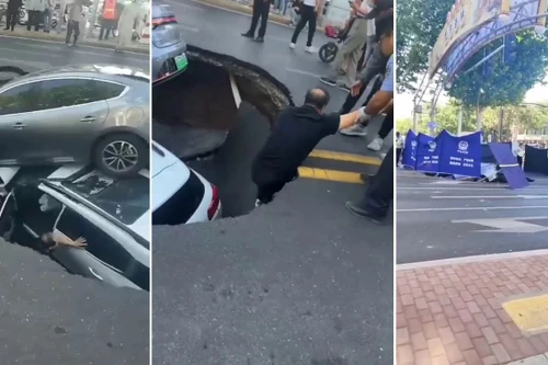 ‘Hố tử thần’ bất ngờ xuất hiện trên đường tại Trung Quốc