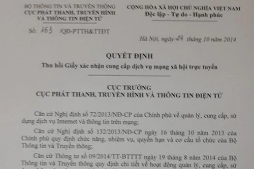 Haivl.com bị phạt nặng, thu hồi giấy xác nhận mạng xã hội