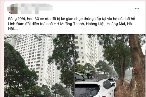 Điều tra vụ hàng loạt ô tô bị chọc thủng lốp tại khu HH Linh Đàm