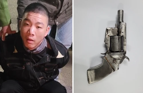 Đã găm súng tự chế còn…không đội mũ bảo hiểm