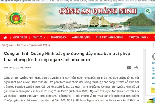 Công an tỉnh Quảng Ninh bắt giữ đường dây mua bán trái phép hoá, chứng từ thu nộp ngân sách nhà nước