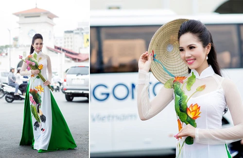Nữ hoàng Du lịch Dương Kim Ánh khoe sắc cùng áo dài, nón lá