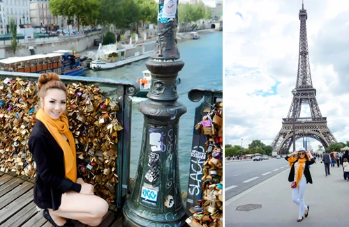 Hoa hậu Jennifer Chung dạo chơi ở Kinh đô ánh sáng