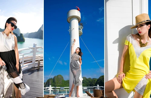 Siêu mẫu Ngọc Thuý tái xuất ấn tượng trên vịnh Hạ Long