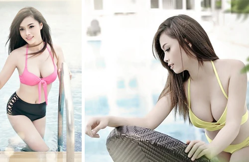 Hot girl Đặng Hà Vy “bốc lửa” bên hồ bơi