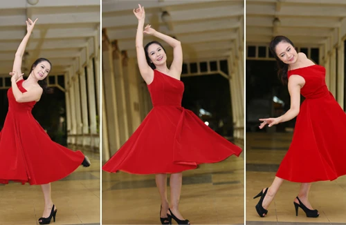 Thanh Thuý tạo dáng khiêu vũ chuyên nghiệp