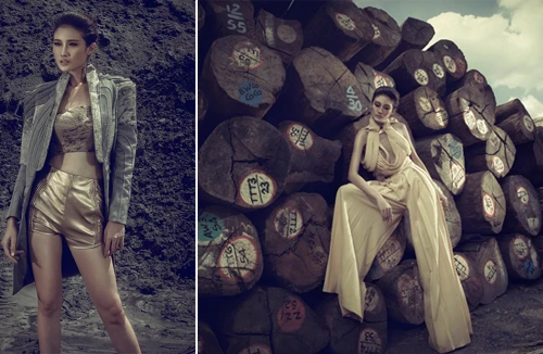 Á quân Next Top Model Kha Mỹ Vân khoe dáng siêu thon trong bộ sưu tập của Hồng Lam