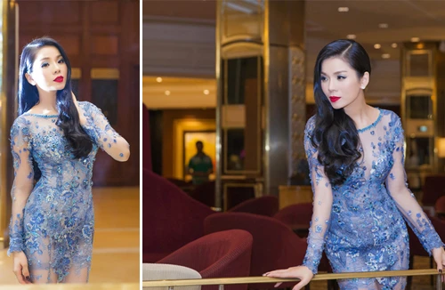 Lệ Quyên nửa kín nửa hở trong bộ đầm xuyên thấu