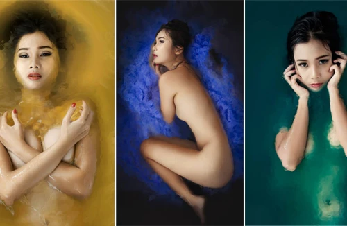 Người mẫu Xuân Thuỳ cực ấn tượng với nước màu