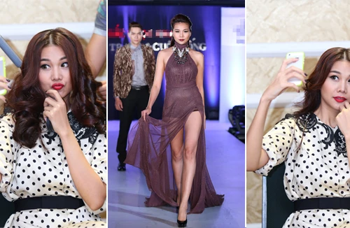 Siêu mẫu Thanh Hằng “tự sướng” sau cánh gà