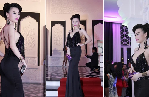 Cao Thùy Linh hờ hững vòng 1 căng tròn đi dự tiệc đêm
