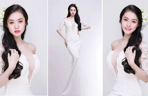 Á hậu Linh Chi diện váy xẻ sâu khoe vòng 1 trắng ngần