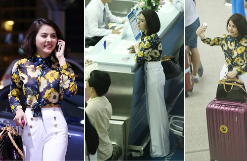 Vân Trang nổi bật ở sân bay làm thủ tục đi Pháp dự liên hoan phim