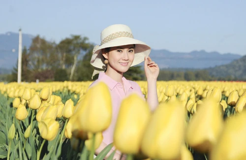 Hoa hậu Tristine Trâm Bùi khoe sắc trong vườn Tulip khổng lồ