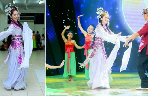 Khánh Thi hoá thân thành Hằng Nga xinh tươi bên chú Cuội Đại Nghĩa