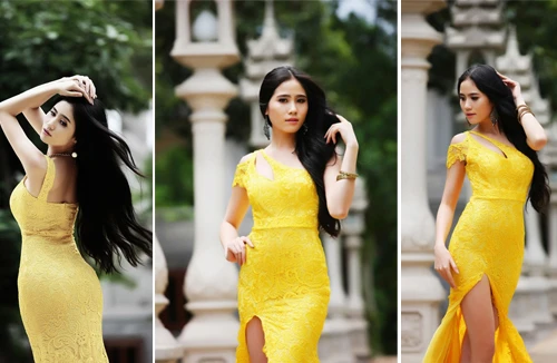 Á khôi Hoàng Hạnh quyến rũ với đầm dạ hội