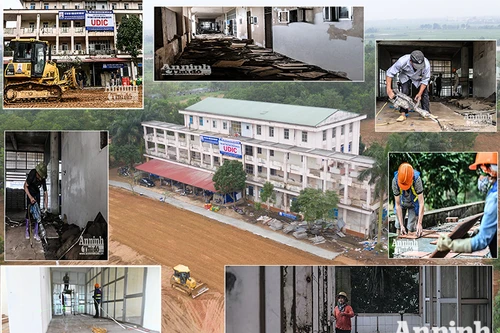 [ẢNH] Cận cảnh khu bệnh viện đang được cải tạo thành nơi điều trị bệnh nhân Covid -19 ở Hà Nội