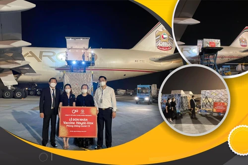 Một triệu liều vaccine Hayat-Vax sản xuất tại UAE “cập bến” sân bay quốc tế Nội Bài 