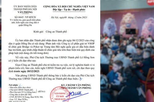 Làm rõ phản ánh của công dân về dấu hiệu đánh bạc trá hình tại giải Bridge và Poker ở Hà Nội 