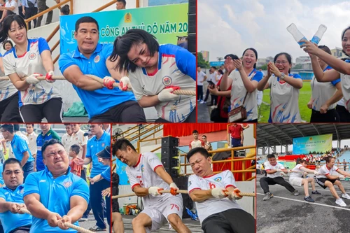 Những màn thi đấu "rực lửa" trong môn thi kéo co tại Hội thao CATP Hà Nội 2025