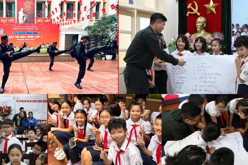 Cảnh sát cơ động Hà Nội hướng dẫn học sinh tiểu học kỹ năng phòng chống bạo lực học đường